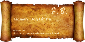 Haiman Boglárka névjegykártya